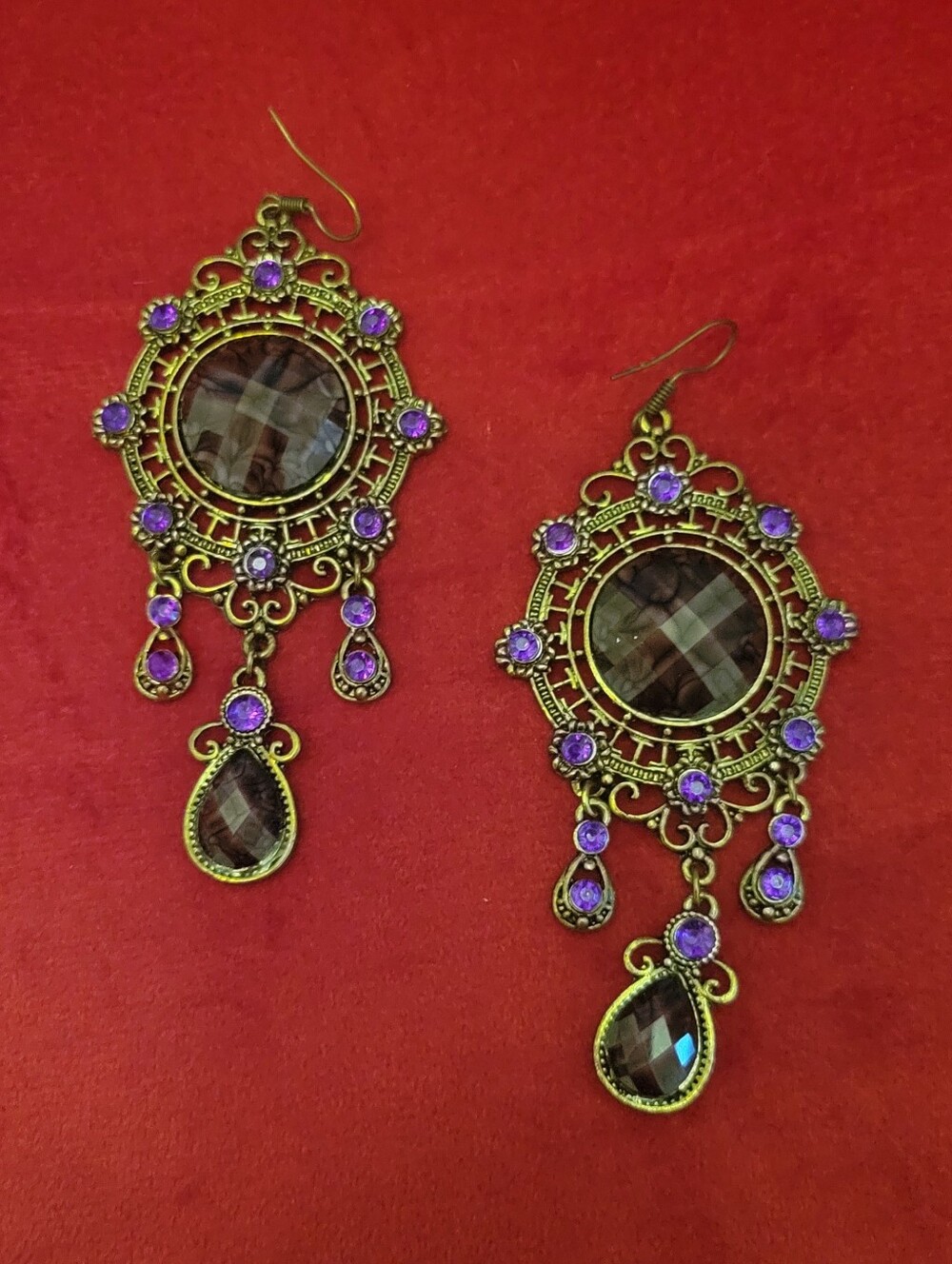 Vintage-Inspired Purple Chandelier Earrings